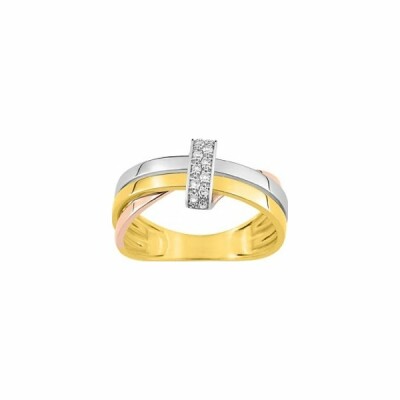 Bague en or blanc, or jaune, or rose et diamants de 0.072ct