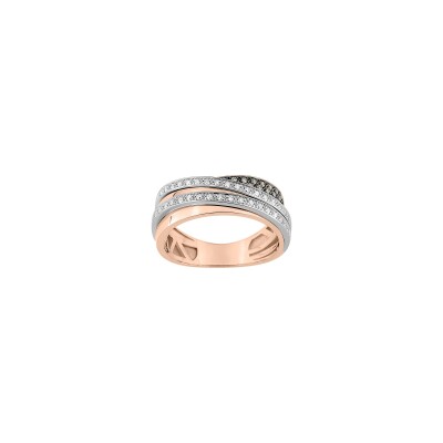 Bague en or rose, or blanc et diamant 0.29ct