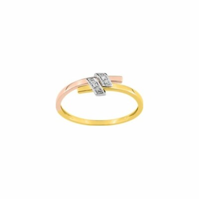 Bague en or jaune, or blanc, or rose et diamants