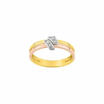 Bague en or jaune, or blanc, or rose et diamants de 0.042ct