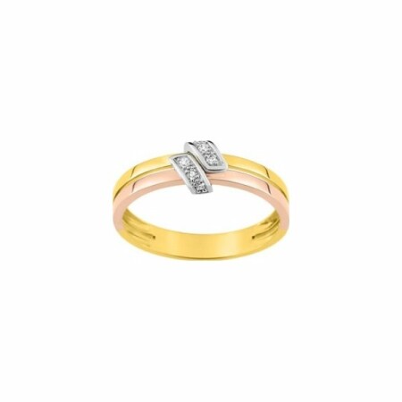 Bague en or jaune, or blanc, or rose et diamants de 0.042ct