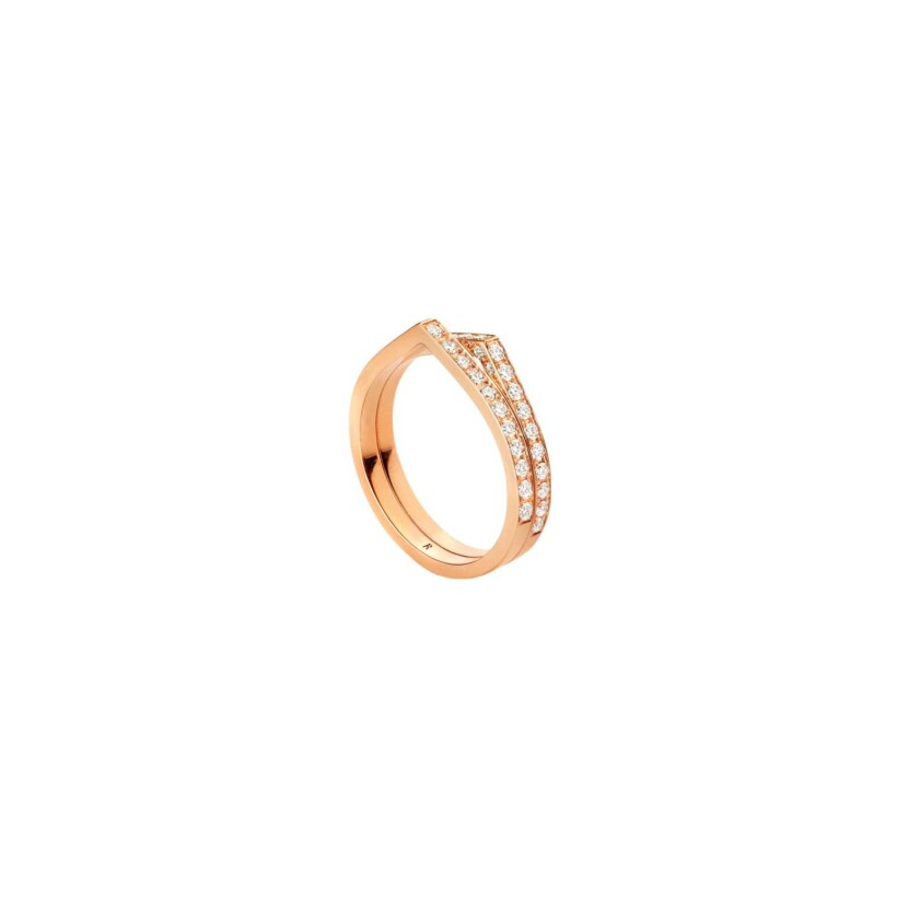 Repossi Antifer ring, 2 rows, rose gold and white diamonds