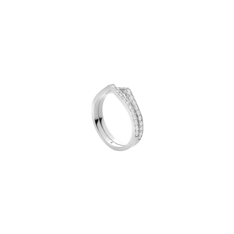 Repossi Antifer ring, 2 rows, white gold and white diamonds