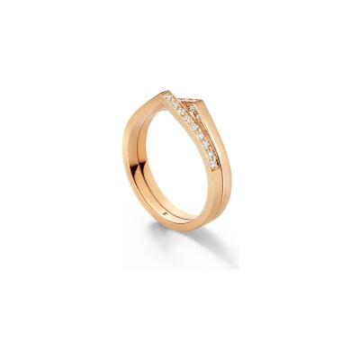 Repossi Antifer 2-row ring in rose gold and diamonds