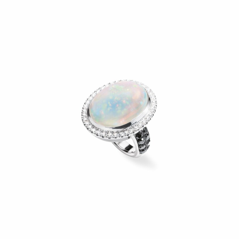 Bague Hardy Rainbow Opale, Diamants blancs et Diamants noirs