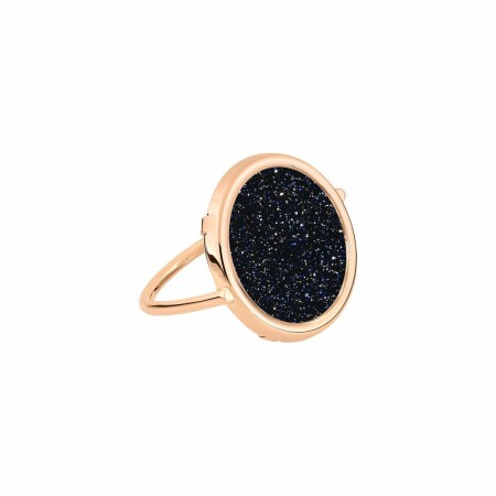 Bague GINETTE NY DISC RINGS Ajna en or rose et pierre de sable bleu