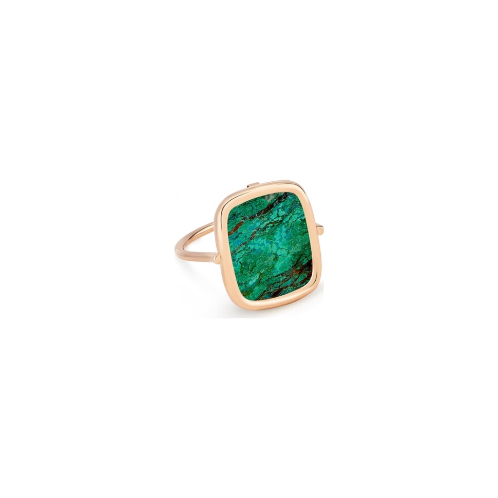 Bague GINETTE NY ANTIQUE RING en or rose et chrysocolle