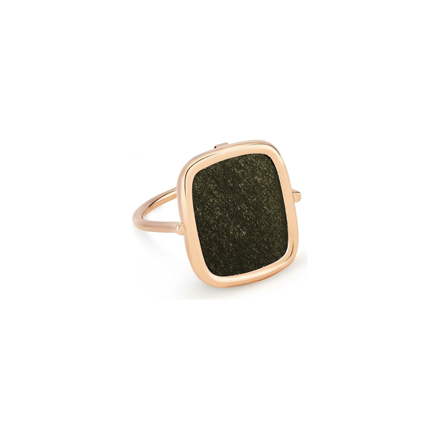 Bague GINETTE NY ANTIQUE RING en or rose et obsidienne