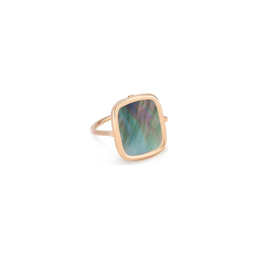 GINETTE NY ANTIQUE RING, rose gold and black mother-of-pearl
