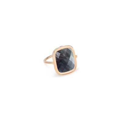 Bague Ginette NY ANTIQUE RING en or rose et nacre noire