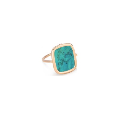 Bague Ginette NY ANTIQUE RING en or rose et pierre turquoise