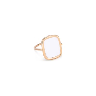 Bague GINETTE NY ANTIQUE RING en or rose et agate blanche