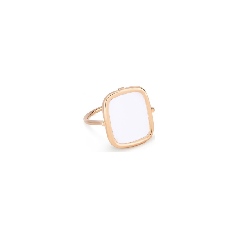 GINETTE NY ANTIQUE RING, rose gold and white agate