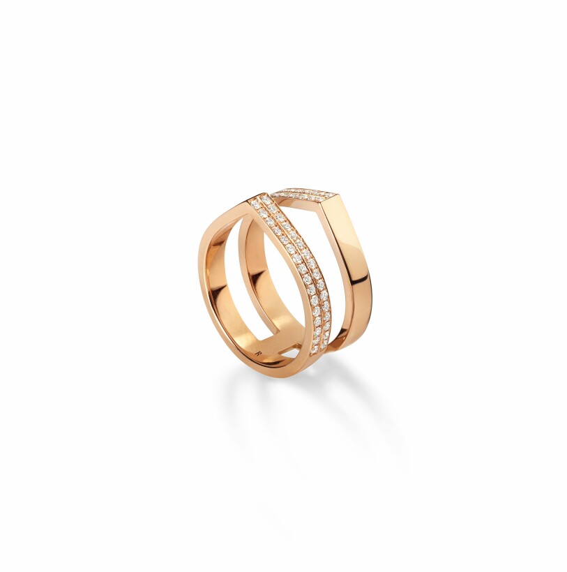 Repossi Antifer Off-Width ring, rose gold and diamonds