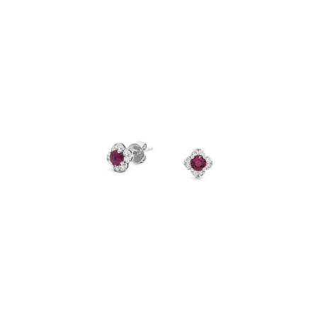 Boucles d'oreilles Raynal en or blanc, diamants et rubis