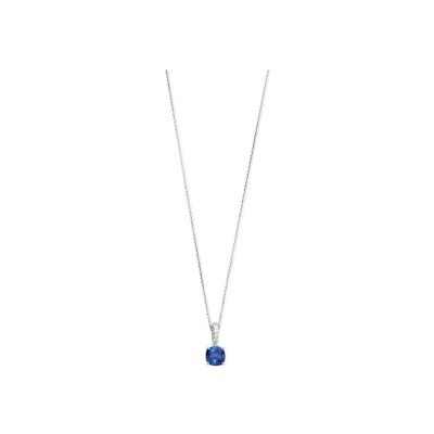 Collier Raynal en or blanc, diamants et saphir