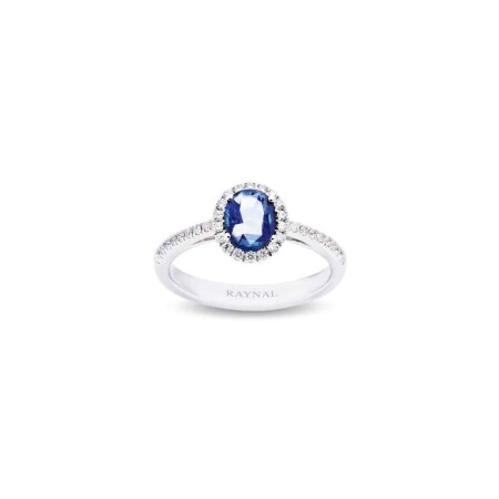 Bague Raynal en or blanc, diamant et saphir