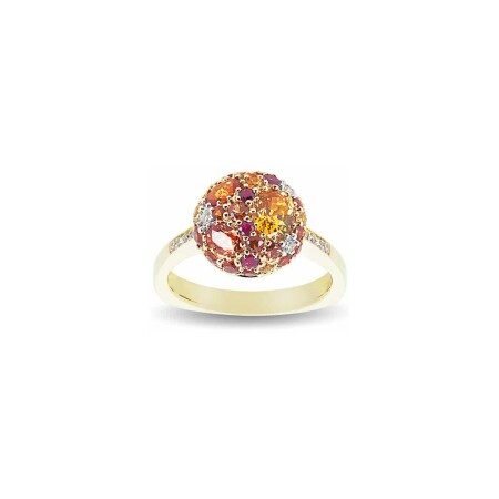 Bague Raynal en or jaune, diamant, saphir et citrine