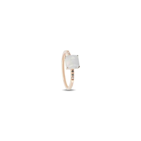 Bague Raynal en or rose, diamants et quartz