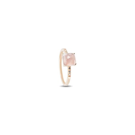 Bague Raynal en or rose, diamants et quartz rose