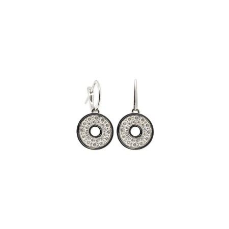 Boucles d'oreilles Raynal en or blanc, email et diamants