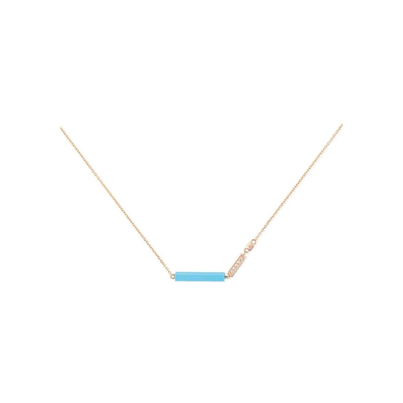 Collier Raynal en or rose, diamants et turquoise