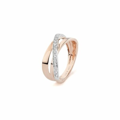 Bague en or rose, or blanc et diamants de 0.1ct