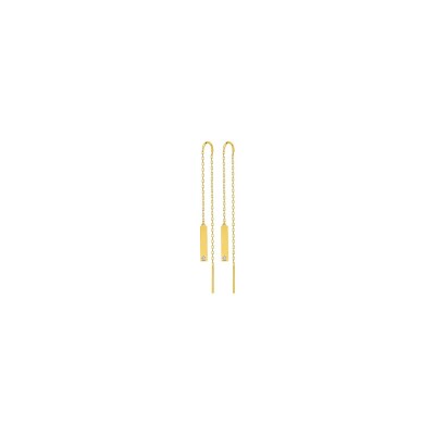 Boucles d'oreilles pendantes traversantes en or jaune, or blanc et diamants