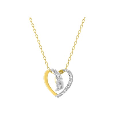 Collier en or jaune, or blanc et diamant 0.01ct