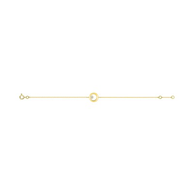 Bracelet en or jaune, or blanc et diamant 0.02ct 