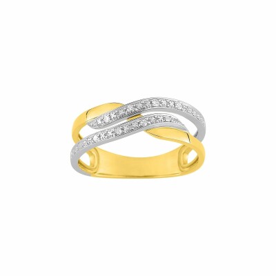 Bague en or blanc, or jaune et diamants de 0.056ct