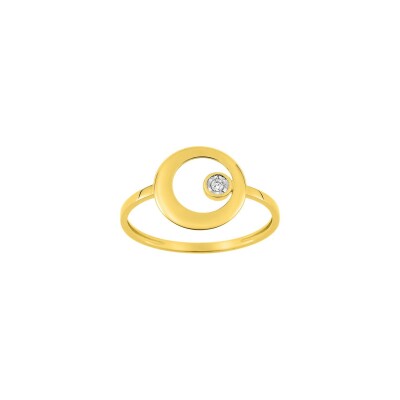 Bague en or jaune, or blanc et diamant, 0.01ct