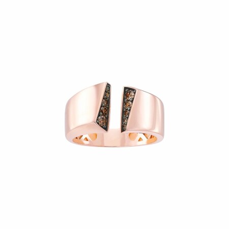 Bague Isabelle Barrier en or rose et diamants bruns, taille 54