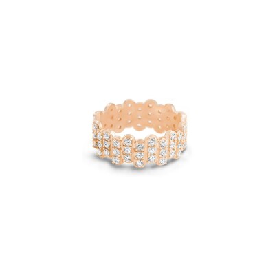 GINETTE NY BE MINE Large Band wedding ring, rose gold and diamonds 