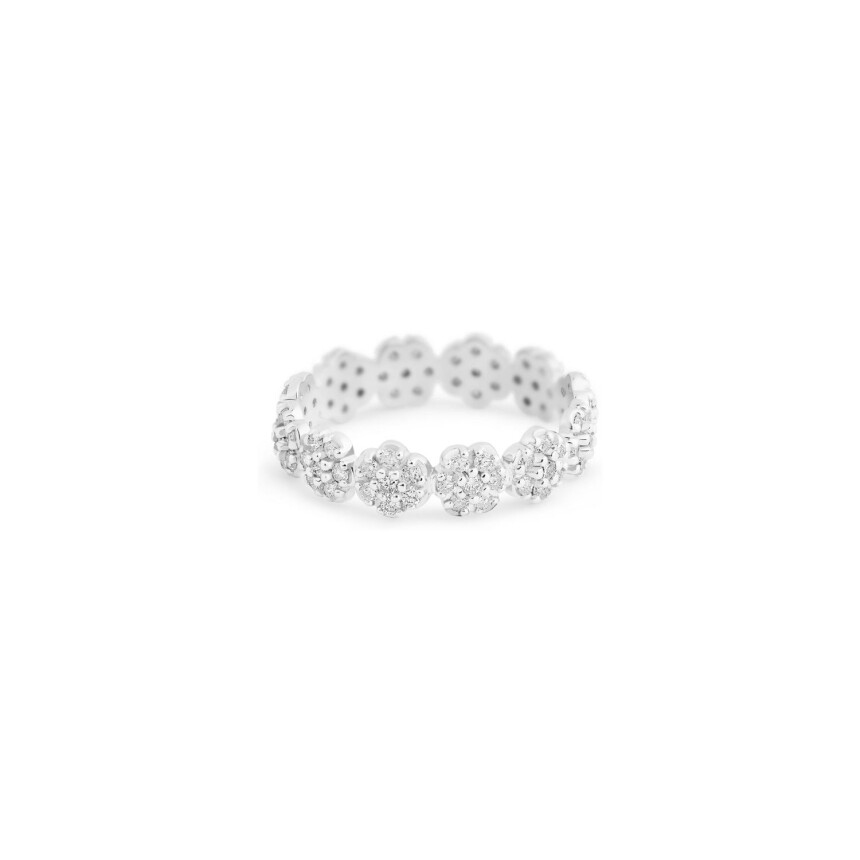 GINETTE NY BE MINE Mini Lotus wedding ring, white gold and diamonds