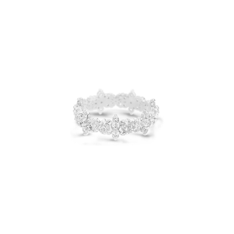 GINETTE NY BE MINE Mix Star wedding ring, white gold and diamonds 