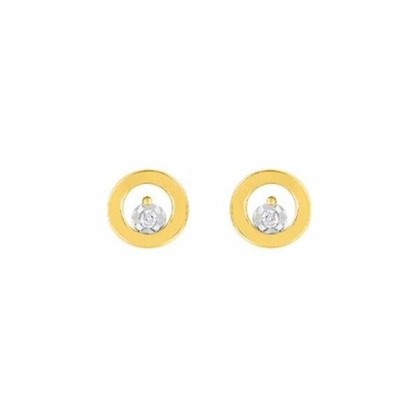 Boucles d'oreilles en or blanc, or jaune et diamants de 0.02ct