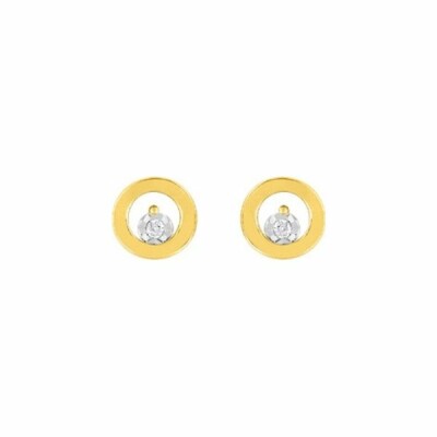 Boucles d'oreilles en or blanc, or jaune et diamants de 0.02ct