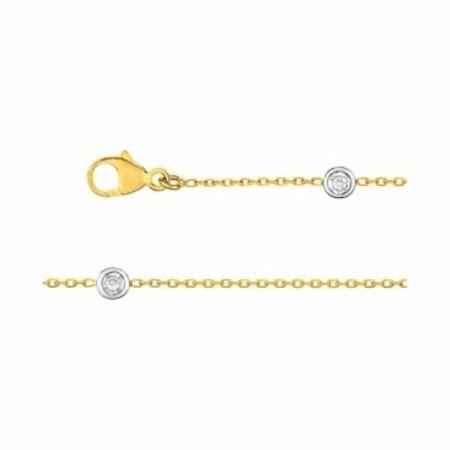 Bracelet en or jaune, or blanc et diamants de 0.075ct