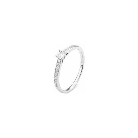 Solitaire accompagné en or blanc et diamants de 0.03ct