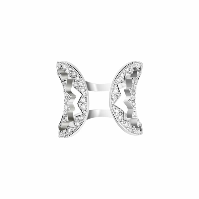 Akillis Capture In Motion open ring, white gold, diamond pave