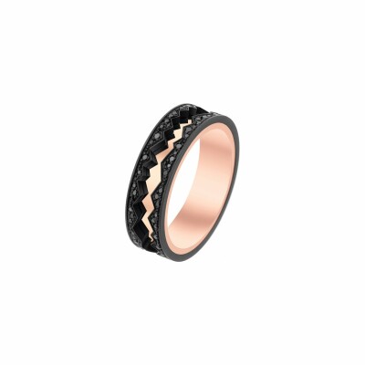 Bague Akillis Capture In Motion centre en or rose, extérieur en or dlc noir et diamants noirs