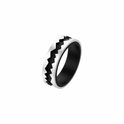 Bague Akillis Capture In Motion centre en titane dlc noir, extérieur en or blanc