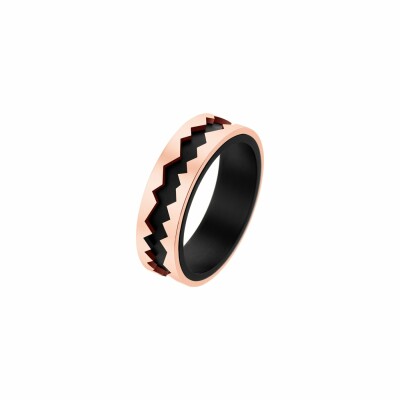 Bague Akillis Capture In Motion centre en titane dlc noir, extérieur en or rose