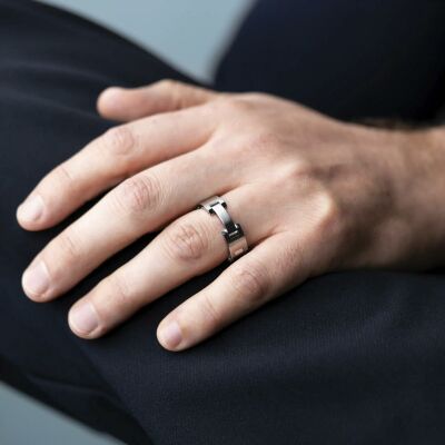 Bague Herbelin Cap Camarat en acier brossé