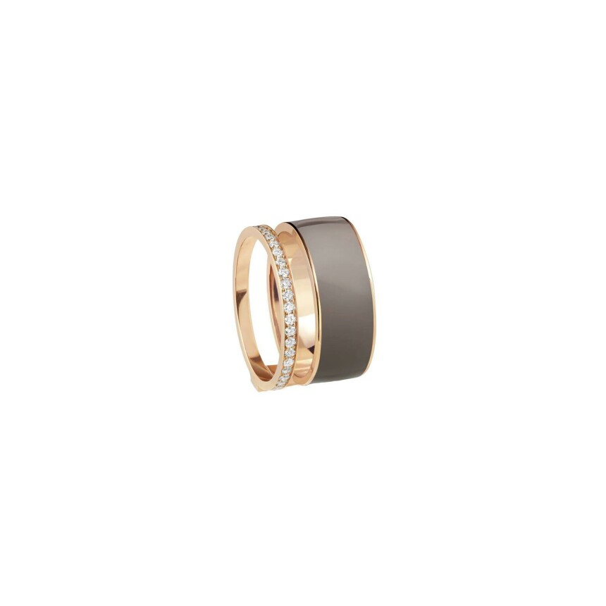 Repossi Berbere ring, Chromatic Taupe lacquer, rose gold, paved with diamonds