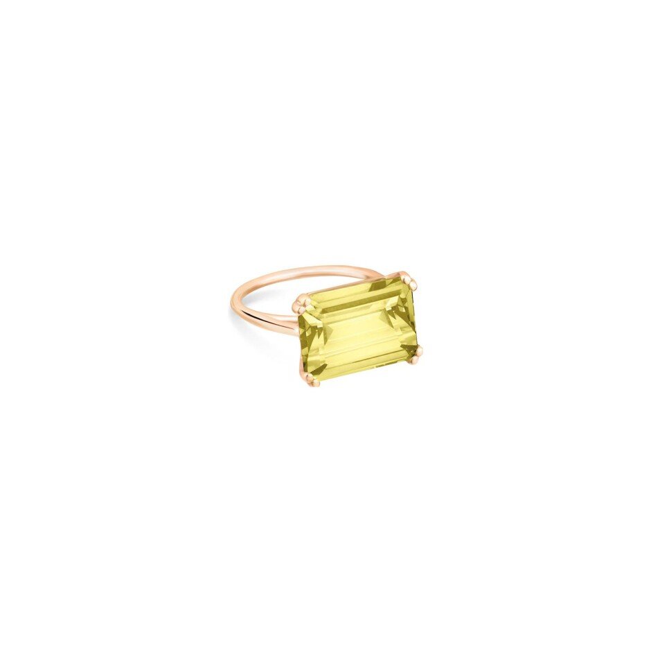 Bague GINETTE NY COCKTAIL en or rose et quartz