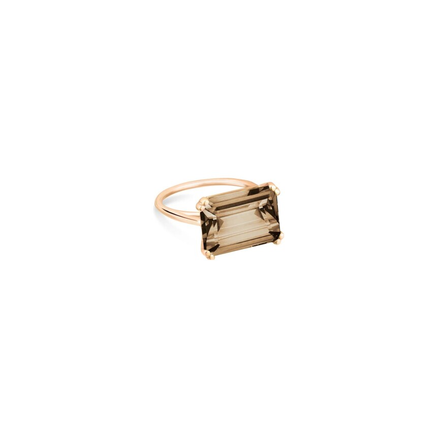 GINETTE NY COCKTAIL ring, rose gold and smoked quartz