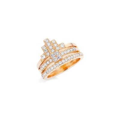 Retro Casablanca ring, rose gold and diamonds