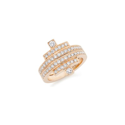 Retro Casablanca ring, rose gold and diamonds